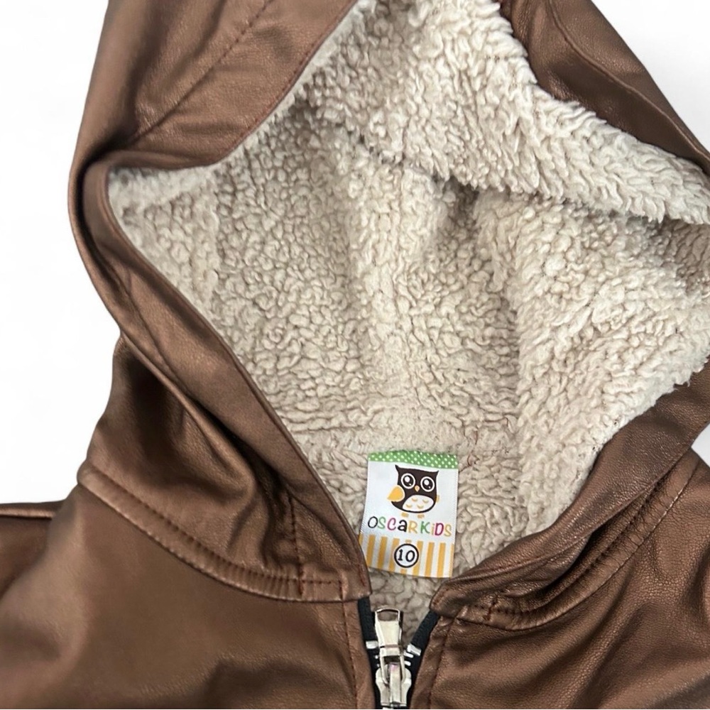 Brown Hooded Jacket with Sherpa Lining - Picture 2 of 2